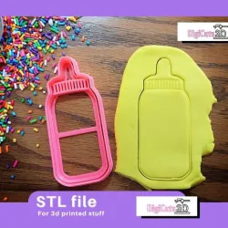 Feeding bottle baby shower cookie cutter STL