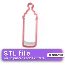 Feeding bottle outline baby shower cookie cutter STL
