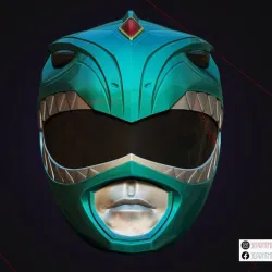 Green Ranger Mighty Morphin Power Ranger Cosplay Helmet STL file