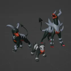Houndour, Houndoom and Mega Houndoom 3D print model