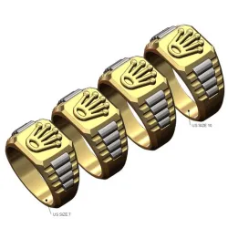 Presidential link rolex logo square signet ring US sizes 7to10 3D print model