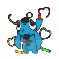 Saint Valentine, Pendant/ keychain Stitch (Lilo & Stitch) draws hearts