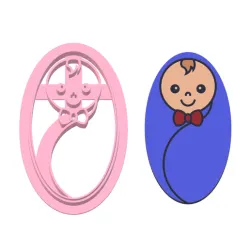 swaddled baby polymer clay cutter 7 size
