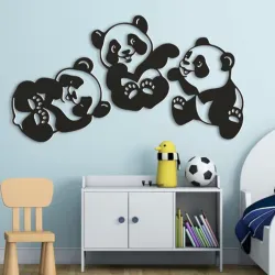 Three laughing panda babies