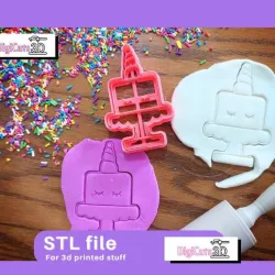 Unicorn Cake cookie cutter STL File -  Unicorns Cookie Cutters