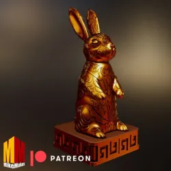 2023 Year of the Rabbit 3D Printed Statue - Unique Decorative Piece for Home or Office