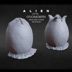 3D PRINTABLE OPEN AND CLOSED ALIEN EGG OVOMORPH WITH BASE