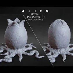 3D PRINTABLE OPEN and CLOSED ALIEN EGGS WITH ROOTS