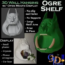 3D Wall Hanging Ogre Shelf w/ Open Mouth Display Area