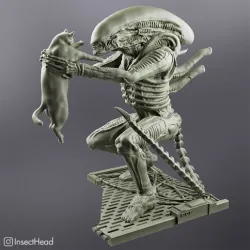 Alien holding a cat (xenomorph)