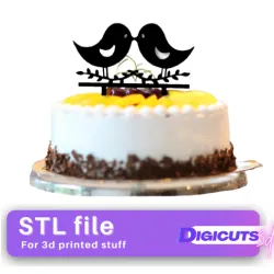 Cake Topper Birds in Love STL