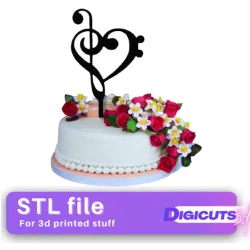 Cake Topper Note with a heart STL