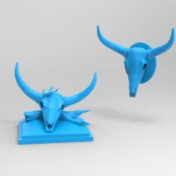 Cow Skull. 2 model stl! Desert skull (with scorpion) and Wall Trophy.