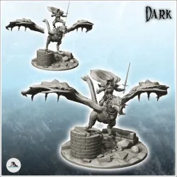 Evil Lord on chained dragon and ruins (7) - Fantasy Medieval Dark Chaos Animal Beast Undead