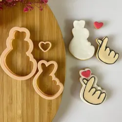 Korean Hand Heart Cookie Cutter and Fondant Cutter and Clay Cutter