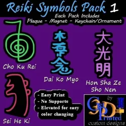 Reiki Symbols Pack #1 Multicolor Keychain & Magnet