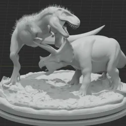 Trex and Triceratops Fighting