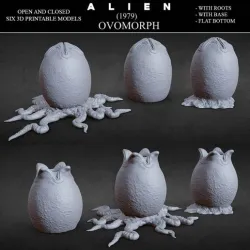 3D PRINTABLE OPEN AND CLOSED ALIEN EGGS SIX PACK