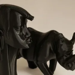 African Maasai and rhinoceros