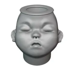 BABY BY NIGHT Mirgine dice, Vase or pen holder - LANCIADADI, VASO O PORTAPENNE VISO BIMBO CHE DORME