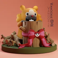 Bidoof on tree stump