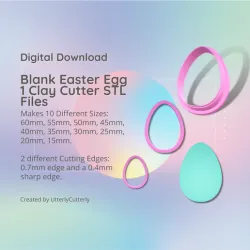 Blank Easter Egg 1 Clay Cutter - Breakfast Food STL Digital File Download- 10 sizes and 2 Cutter Versions