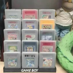 Game Boy game display stand with Game Boy case