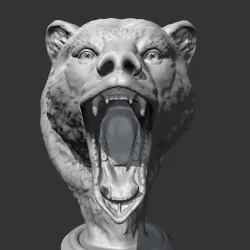 Grizzly Bear Head AM06 3D print model