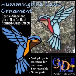 Hummingbird Suncatcher Garden Decor w/ Stained Glass Effect