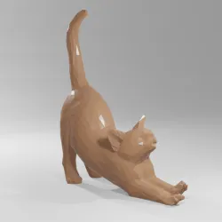 Low poly cat stretching