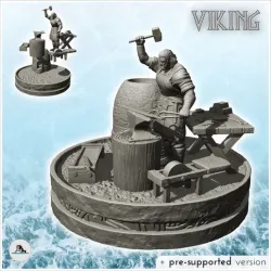 Medieval blacksmith with workshop utensils and stove (23) - North Northern Norse Nordic Saga 28mm 20mm 15mm