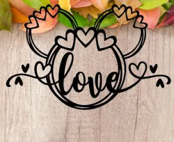 Mickey Disney Love Hearts Wall Art Design/ Cake topper/ Birthday / Party Decor/Valentines Decor