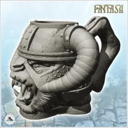 Monkey warrior dice mug with open mouth and metal helmet (32) - Can holder Game Dice Gaming Beverage Drink