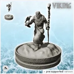 Old Viking druid with raven and wooden stick (9) - North Northern Norse Nordic Saga 28mm 20mm 15mm