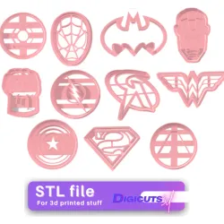 Superheros Cookie cutters 11 STL files