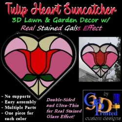Tulip Heart Suncatcher Garden Decor with Stained Glass Effect