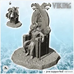 Viking king with horned helmet on carved throne (12) - North Northern Norse Nordic Saga 28mm 20mm 15mm
