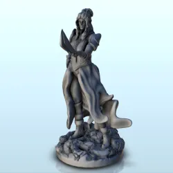 Warrior in dress with armor and sword - Medieval Fantasy Magic Feudal Old Archaic Saga 28mm 15mm