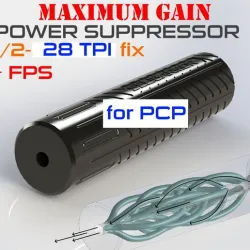 1/2 28TPI FIX POWER SUPPRESSOR AIRGUNS NOISE REDUCER DESIGNED TO GAIN POWER