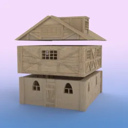 3 Part Village Terrain Prop for Tabletop RPG