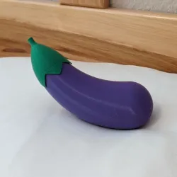 3D Eggplant Emoji, stands up with counterweight