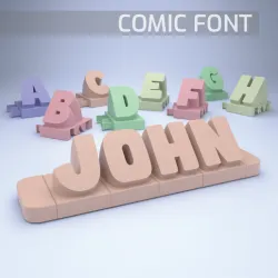 3D name from letters - comic font