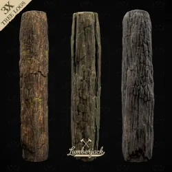 3X Tree Logs - Tree Bark for Diorama and Miniature Models - Lumberjack