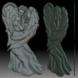 Angel Girl bas-relief for CNC router or 3D printer