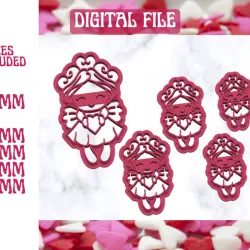 Cupid Clay Doll Valentine's Day Set 3d STL File For Polymer Clay Cutters Hairbow and Earrings Charms