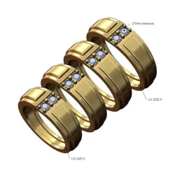 Diamond art and deco band US sizes 6to9 3D print model