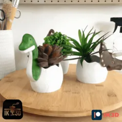 Dinosaur Eggs Set of 3 Planters Pots / Triceratops / Brachiosaurus / Parasaurus