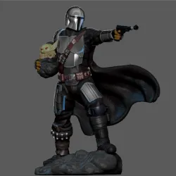 MANDALORIAN MANDO VER2 DISNEY DARKSABER STATUE 3d print model