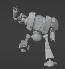 oldeed the big robot with a half dead man in side of it