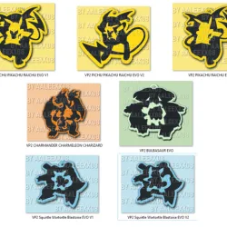 PACK x7 Keychains Pikachu/Charmander/Bulbasaur/Squirtle EVO / Keychain Pikachu/Charmander/Bulbasaur/Squirtle